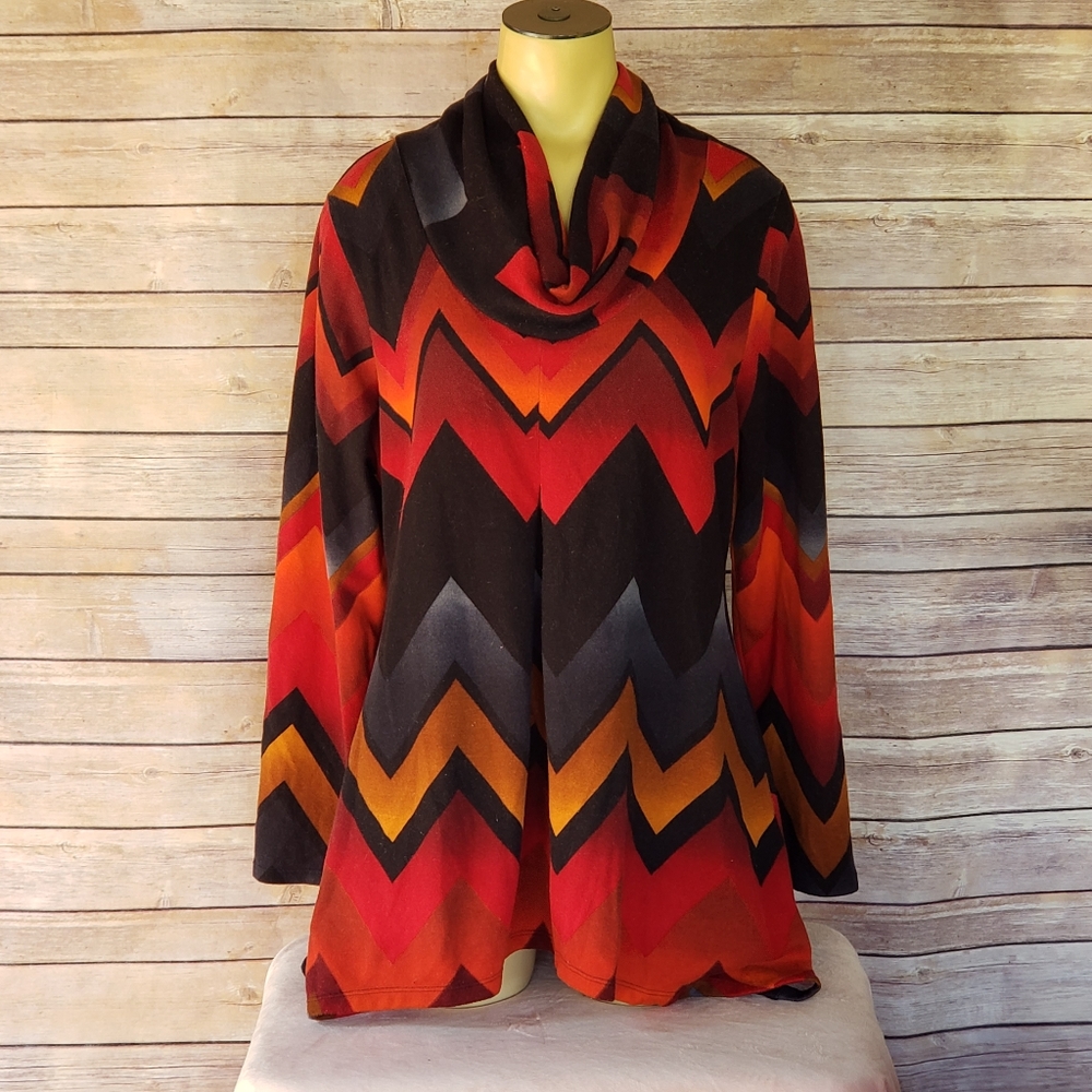 New Directions Cowl Neck Chevron Sweater